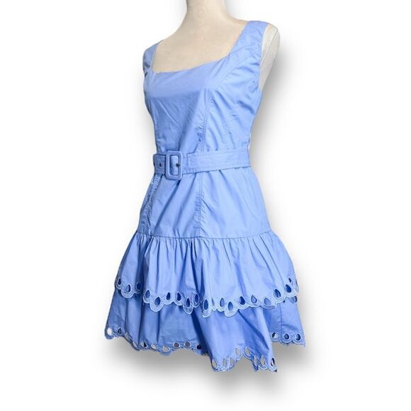 En Saison Periwinkle Blue Belted Sleeveless Mini Dress with Drop Waist, Size L - Picture 2 of 8